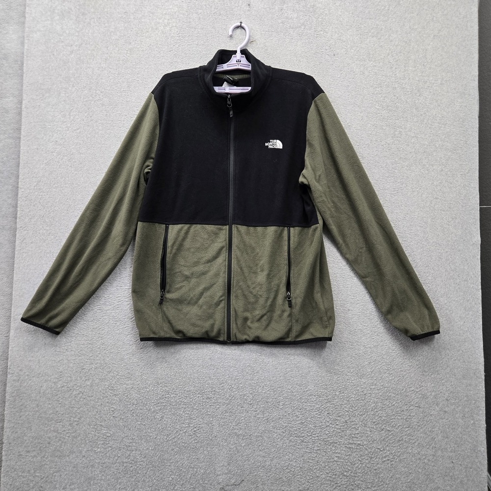 The‎ North Face Men Jacket L Green Colorblock TKA Glacier Full Zip Fleece Logo